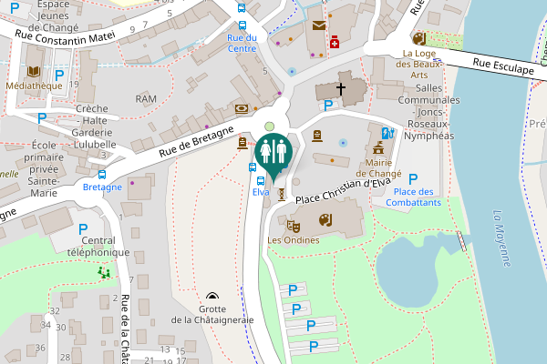 Map showing location of Place Christian d'Elva Toilet