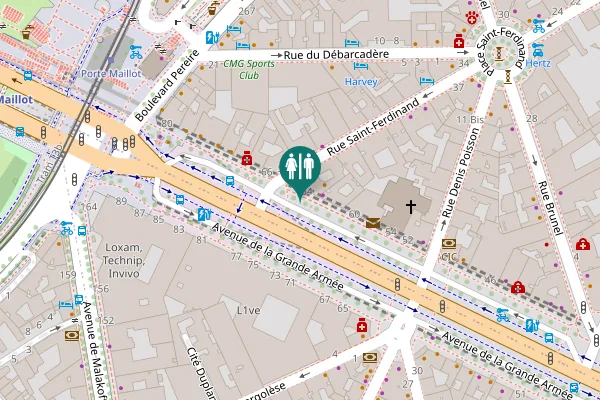 Map showing location of Avenue de la Grande Armée 64 Toilet