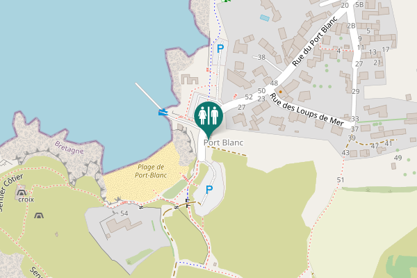 Map showing location of Rue du Port Blanc Toilet