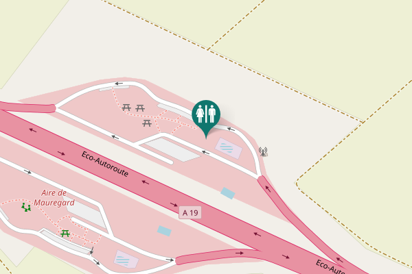 Map showing location of Eco-Autoroute Toilet