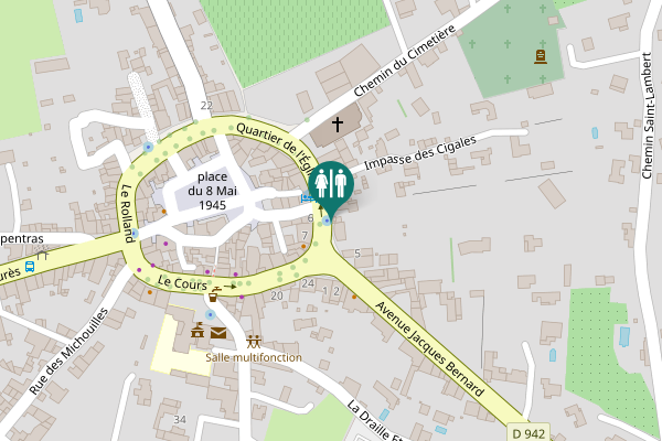 Map showing location of Quartier de l'Église 1 Toilet