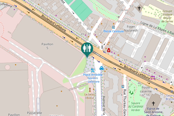 Map showing location of Place Amédée Gordini Toilet