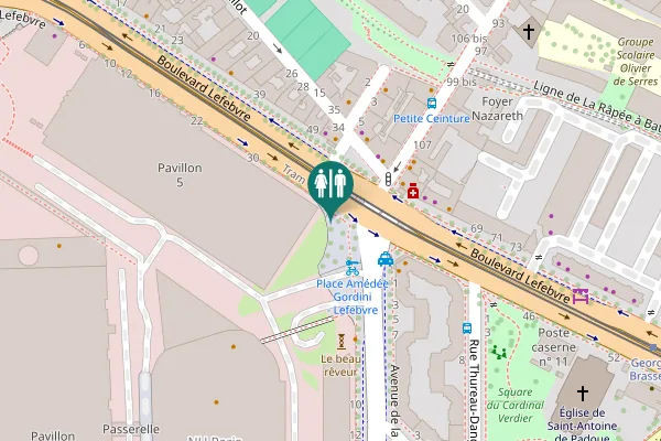 Map showing location of Place Amédée Gordini Toilet
