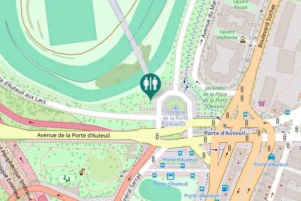 Map showing location of Place de la Porte d'Auteuil Toilet