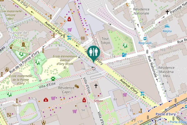 Map showing location of Avenue d'Ivry 23 Toilet