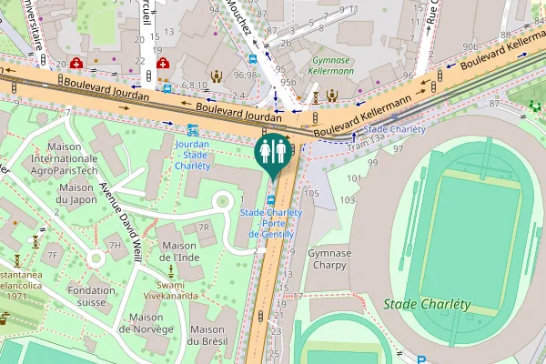 Map showing location of Avenue Pierre de Coubertin 1 Toilet