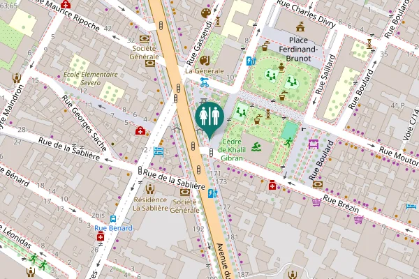 Map showing location of Place Gilbert Perroy Toilet