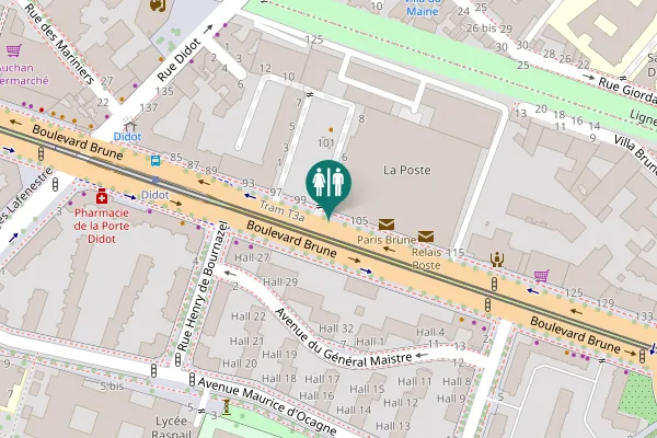 Map showing location of Boulevard Brune 103 Toilet