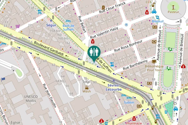 Map showing location of Place de la République de Panama Toilet