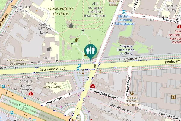 Map showing location of Boulevard Arago Toilet