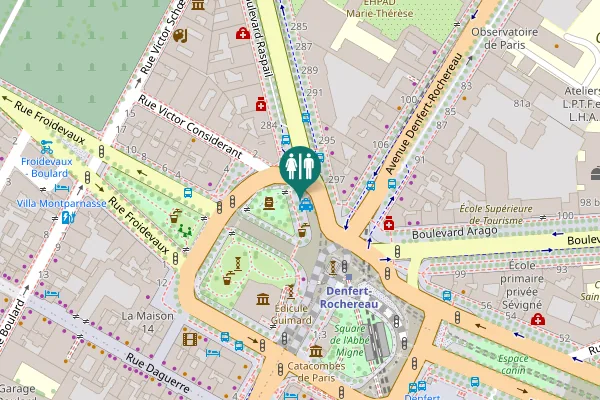 Map showing location of Paris Toilet