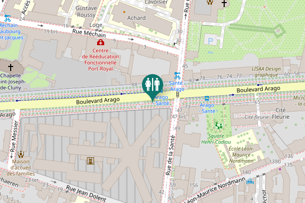 Map showing location of Boulevard Arago 86 Toilet