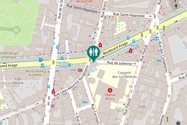Map showing location of Boulevard Arago 36 Toilet