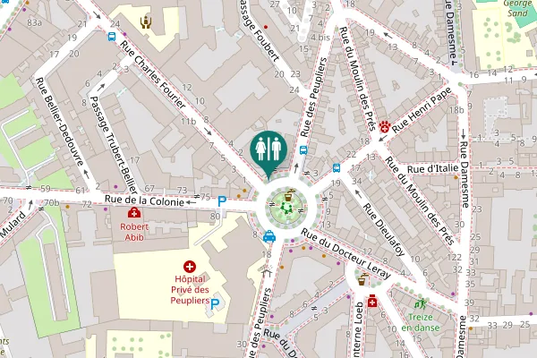Map showing location of Place de l'Abbé Georges Hénocque 2;4 Toilet