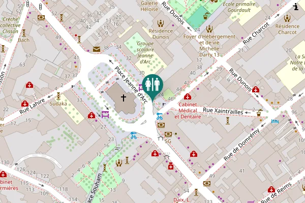 Map showing location of Marché Jeanne d'Arc Toilet