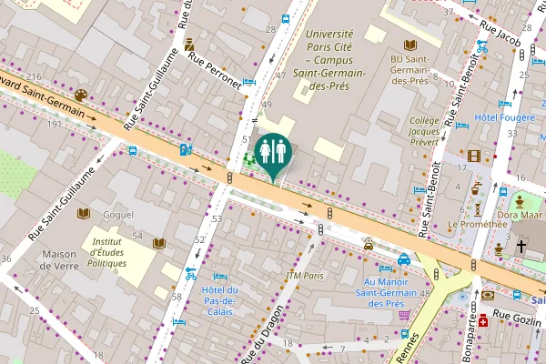 Map showing location of Boulevard Saint-Germain 184 Toilet