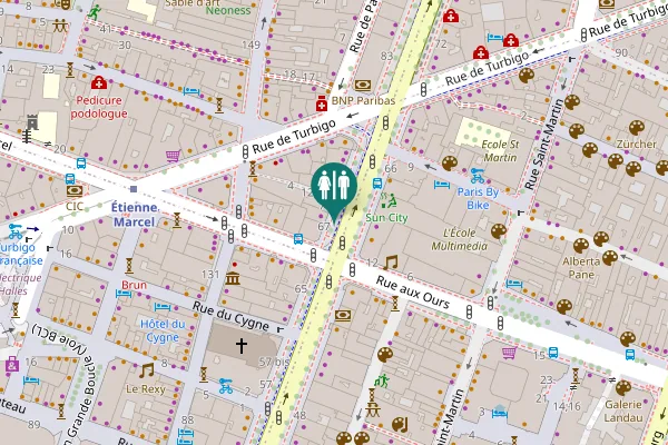 Map showing location of Boulevard de Sébastopol 69 Toilet
