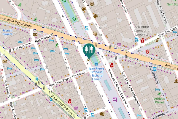 Map showing location of Boulevard Richard-Lenoir Toilet