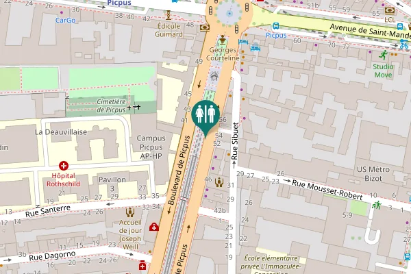 Map showing location of Boulevard de Picpus 52 Toilet