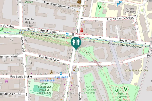 Map showing location of Avenue du Général Michel Bizot 124 Toilet