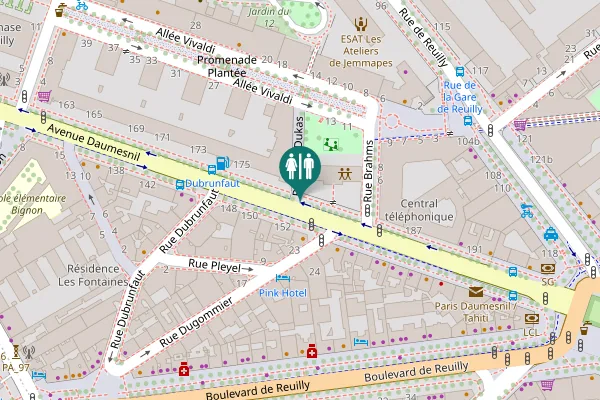 Map showing location of Avenue Daumesnil 179 Toilet