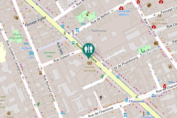 Map showing location of Boulevard Voltaire 164 Toilet