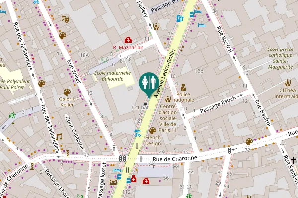 Map showing location of Avenue Ledru-Rollin 125 bât. C Toilet