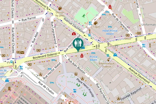 Map showing location of Boulevard Diderot 32 Toilet