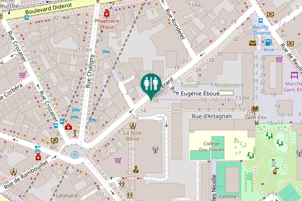 Map showing location of Rue Érard 16 Toilet