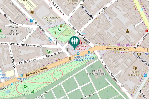 Map showing location of Place Martin Nadaud 4 Toilet