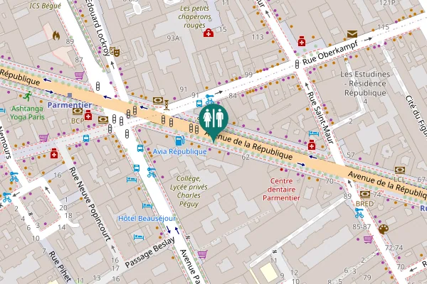 Map showing location of Avenue de la République 58 Toilet