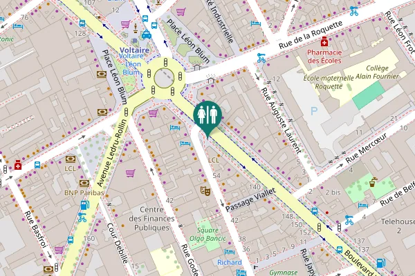 Map showing location of Boulevard Voltaire 134 Toilet