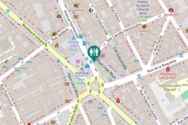 Map showing location of Place Léon Blum 8 Toilet