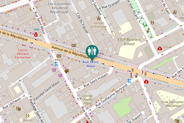Map showing location of Avenue de la République 84 Toilet