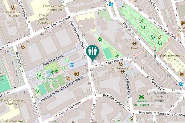 Map showing location of Place Carmen Toilet