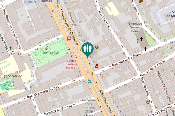 Map showing location of Boulevard de Charonne 118 Toilet