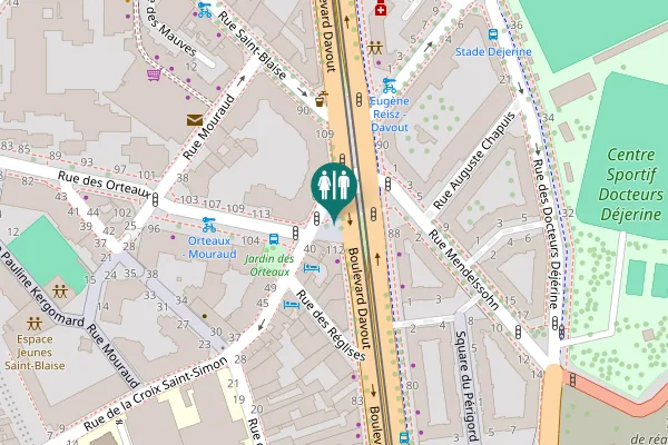 Map showing location of Place Marie de Miribel Toilet