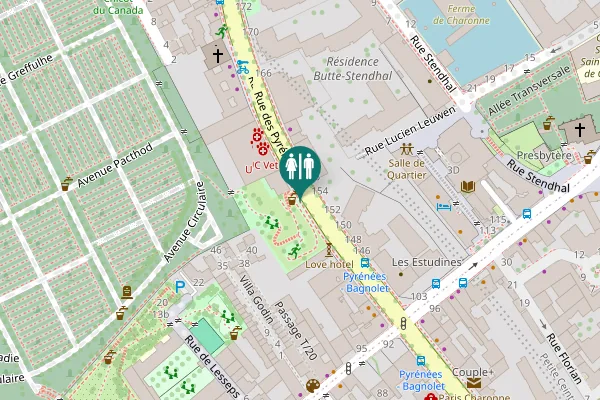 Map showing location of Rue des Pyrénées 156 Toilet