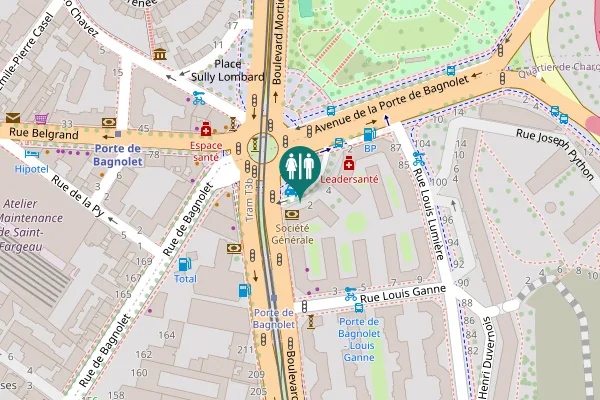 Map showing location of Place de la Porte de Bagnolet 2 Toilet