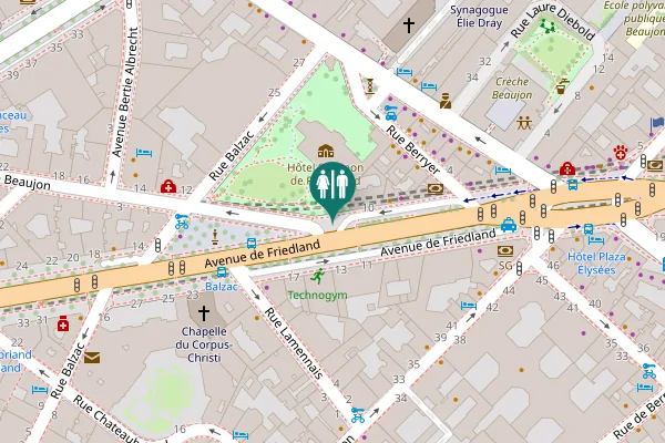 Map showing location of Avenue de Friedland 10 Toilet