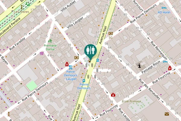 Map showing location of Place Aimé Maillart Toilet