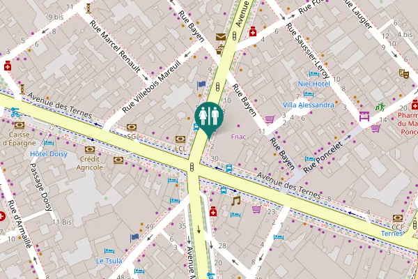Map showing location of Avenue des Ternes 26-30 Toilet