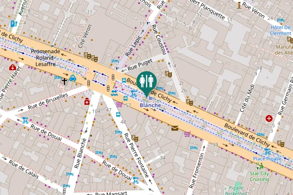 Map showing location of Paris Toilet
