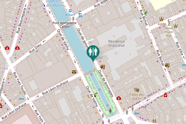 Map showing location of Quai de Jemmapes 50 Toilet