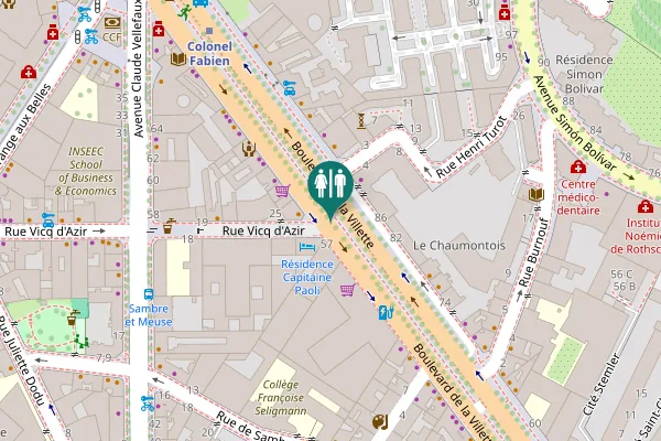 Map showing location of Boulevard de la Villette 67 Toilet