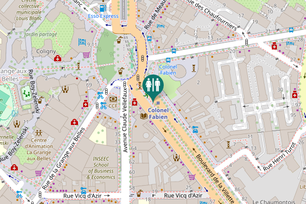 Map showing location of Boulevard de la Villette Toilet