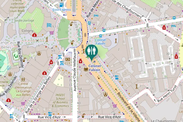 Map showing location of Boulevard de la Villette Toilet