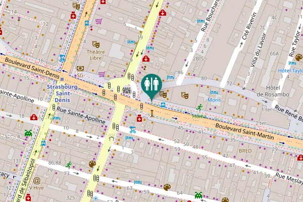 Map showing location of Boulevard Saint-Martin Toilet