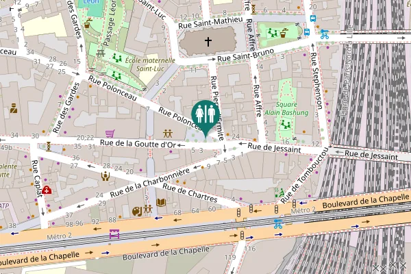 Map showing location of Place Cheikha-Remitti 1 Toilet