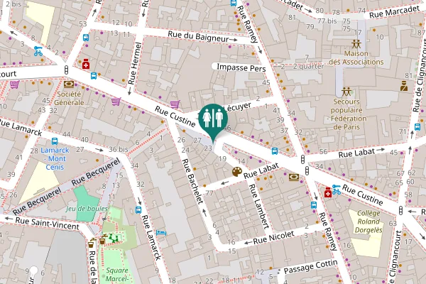 Map showing location of Place Jean Gabin Toilet
